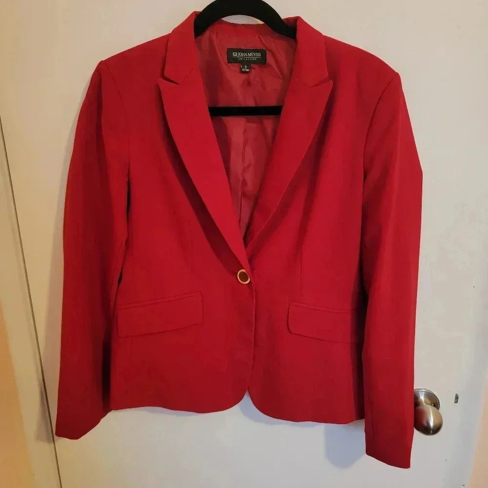 John Meyer Collection Blazer Womens Size 6 Red Blazer Festive Academia Y2K 80s